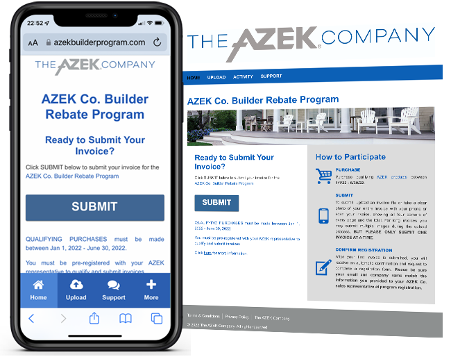 Azek Homebuilder Rebate Program 2022 web