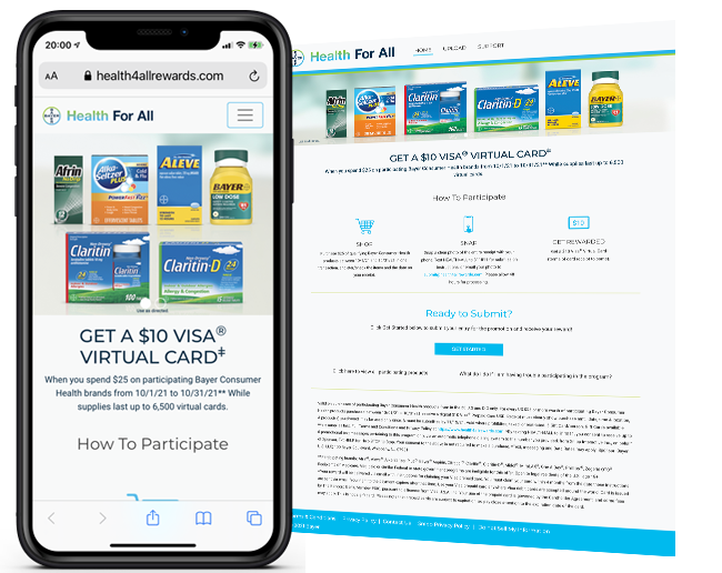 Bayer Healthcare - Spend 25 Get 10 Virtual Visa Promotion web