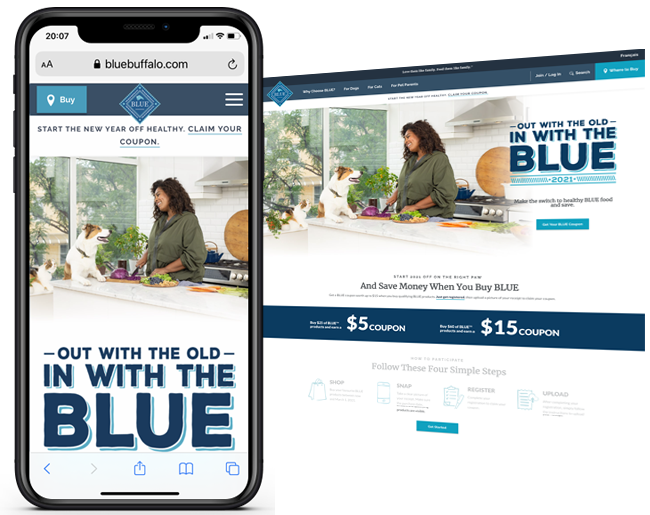 Blue Buffalo Out With the Old In With the Blue Promotion web