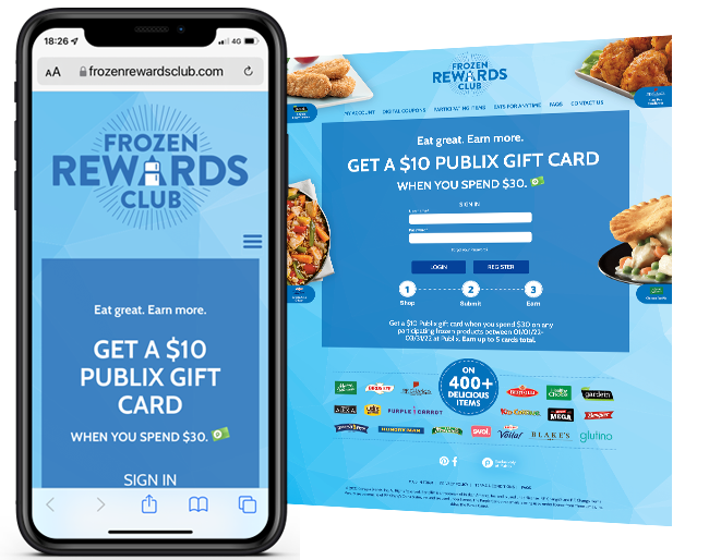 Conagra Frozen Rewards Club Loyalty at Publix web