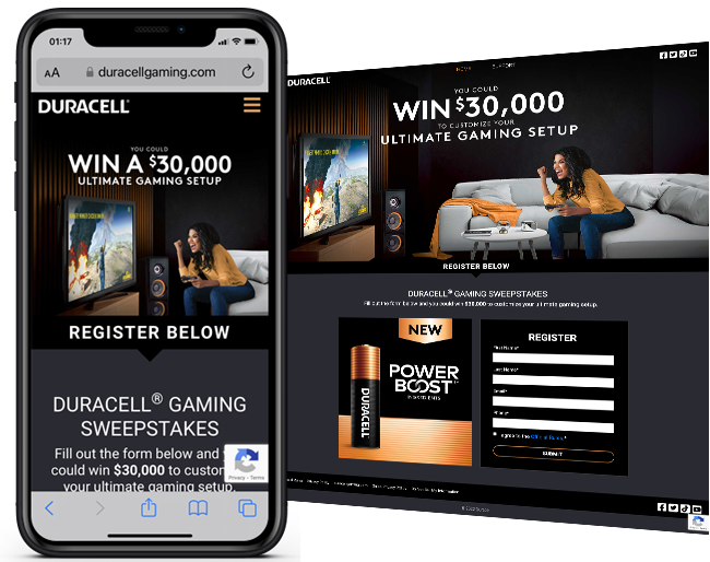 Duracell Gaming Den Sweepstakes web