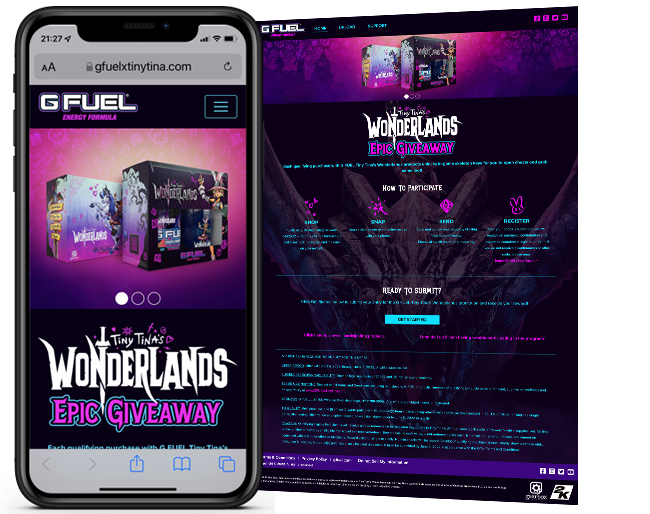 G Fuel Gaming Collaboration Tiny Tina’s Wonderlands web
