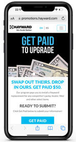 Hayward Bounty Channel Rebate Program phone