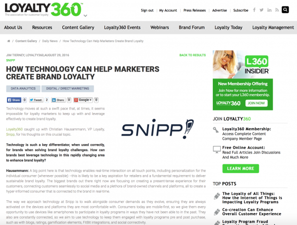 technology for loyalty - loyalty360
