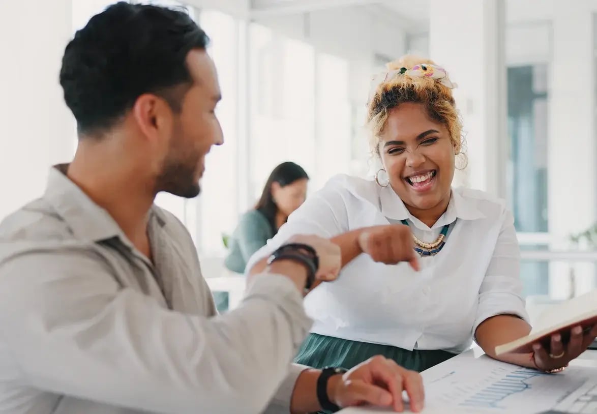 Happy partners celebrating