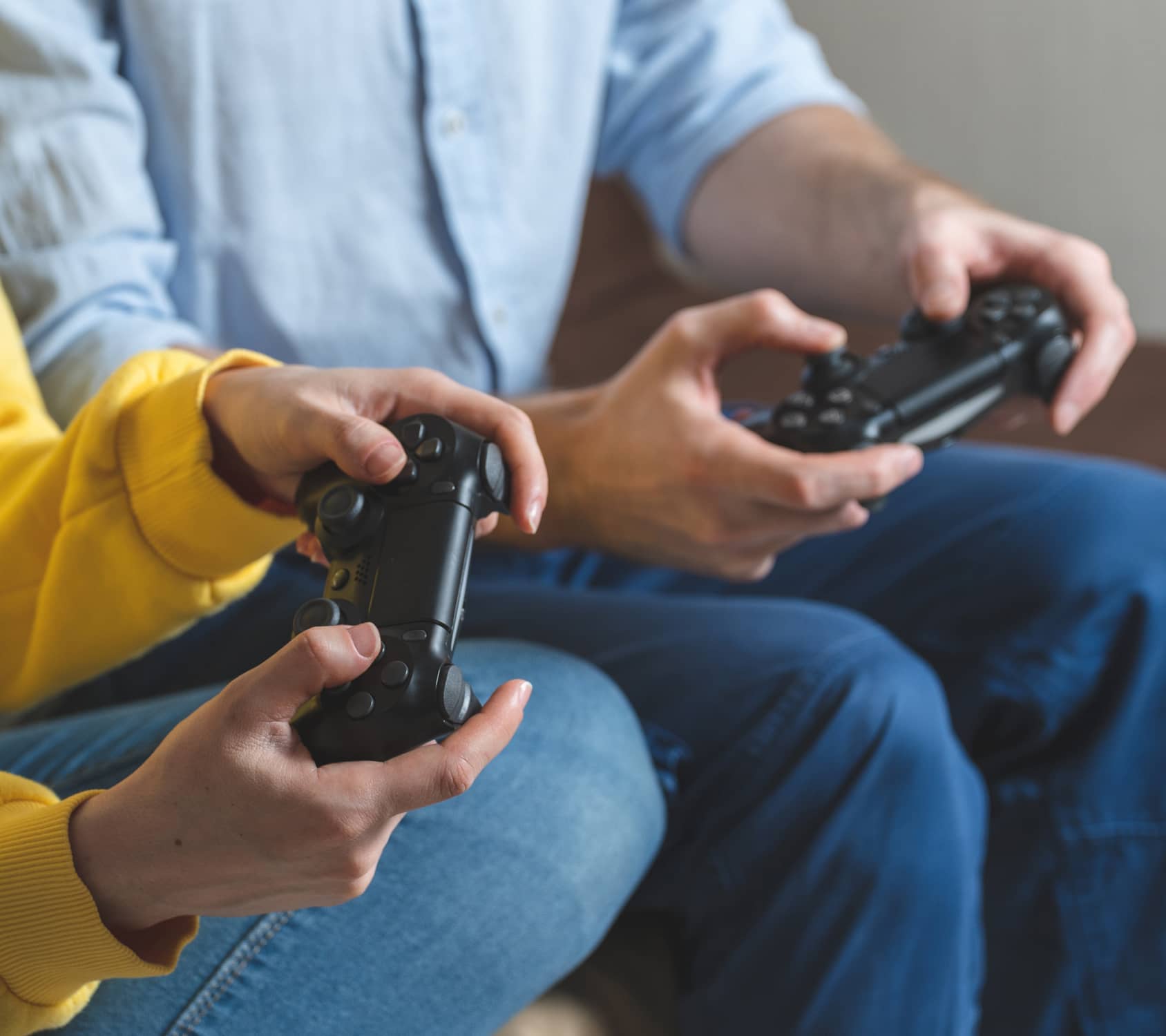 People playing a console game