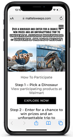 Mattel Walmart Jurassic World Sweepstakes 2007767 phone