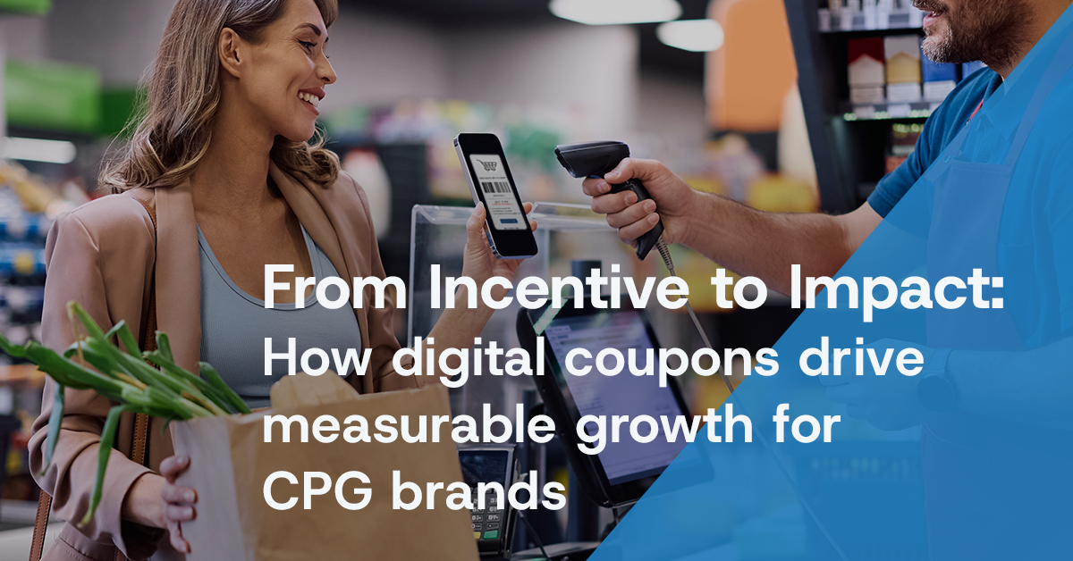 Woman scanning a digital coupon at checkout